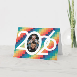 Cartes Pour Fêtes Annuelles Motif rétro carré photo Nouvel An 2023