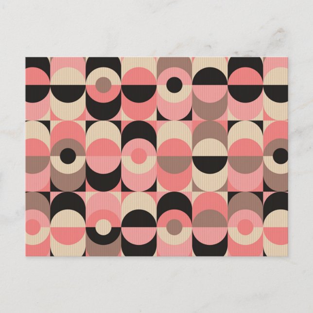 Cartes Pour Fêtes Annuelles Motif rose moderne du milieu du siècle (Devant)