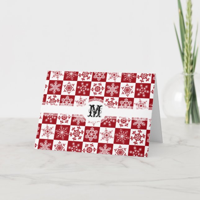 Cartes Pour Fêtes Annuelles Motif rouge de flocon de neige de Noël (Devant)