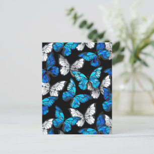 Cartes Pour Fêtes Annuelles Motif sans couleur foncée avec papillons bleus Mor