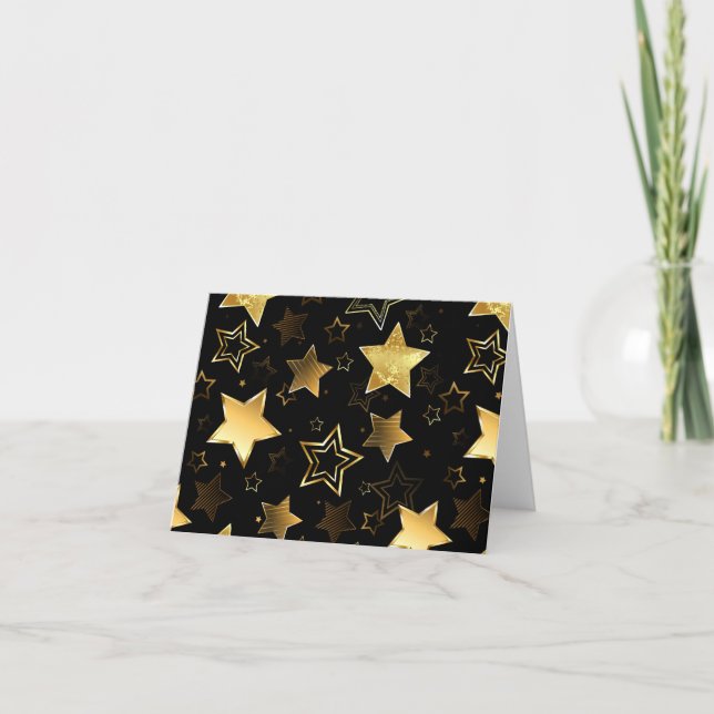 Cartes Pour Fêtes Annuelles Motif sans couture avec étoiles d'or (Devant)
