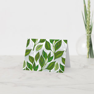 Cartes Pour Fêtes Annuelles Motif sans couture avec Feuilles de thé vert