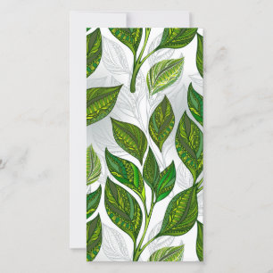 Cartes Pour Fêtes Annuelles Motif sans couture avec Feuilles de thé vert