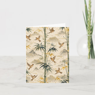Cartes Pour Fêtes Annuelles Motif sans couture Bamboo et Moineau Japonais – Bo