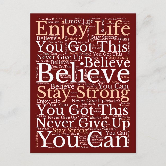 Cartes Pour Fêtes Annuelles Motivational WordArt Motif Blanc Bourgogne (Devant)