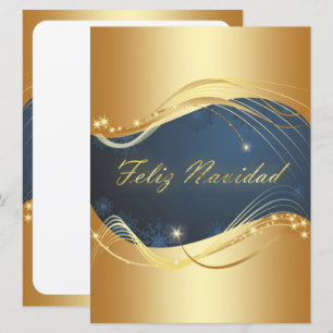 Cartes Pour Fêtes Annuelles Motivo dorado de Navidad con fondo azul