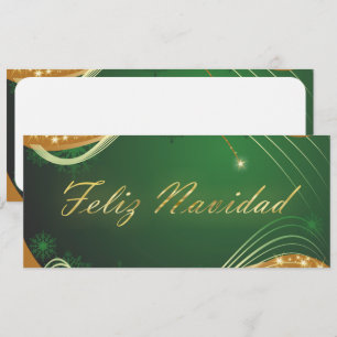 Cartes Pour Fêtes Annuelles Motivo dorado de Navidad con fondo verde