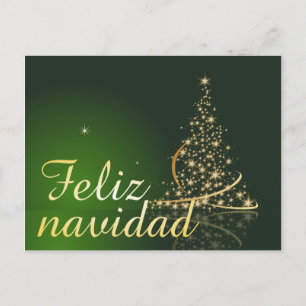 Cartes Pour Fêtes Annuelles Motivo navideño verde con arbol de navidad.