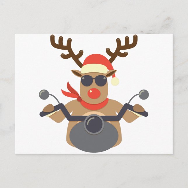 Cartes Pour Fêtes Annuelles Moto drôle de motard de Rudolf de Noël (Devant)