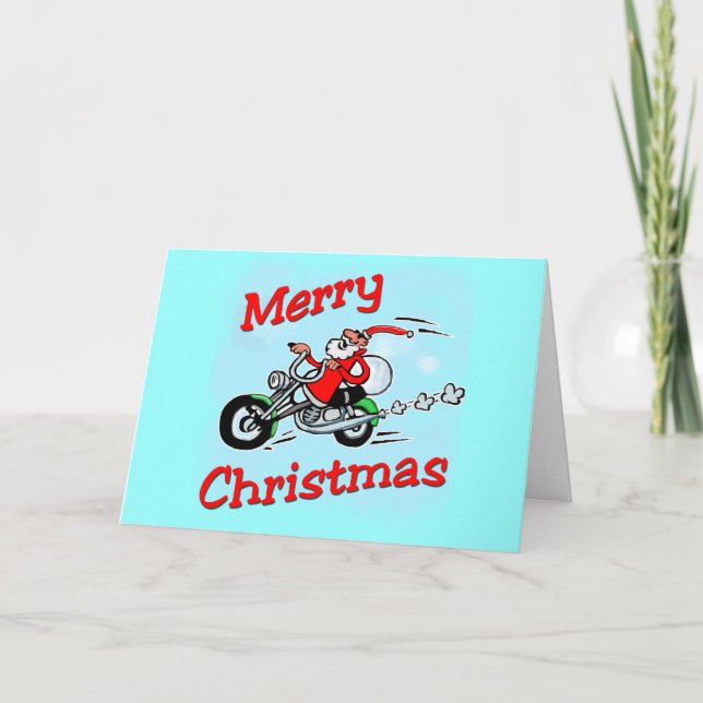 Cartes Pour Fêtes Annuelles Moto Père Noël (Devant)