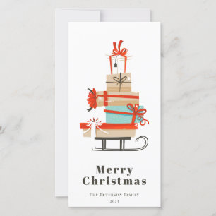 Cartes Pour Fêtes Annuelles Motoneige de Noël moderne du milieu du siècle
