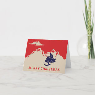 Cartes Pour Fêtes Annuelles Motoneige et Montagnes Texte personnalisé