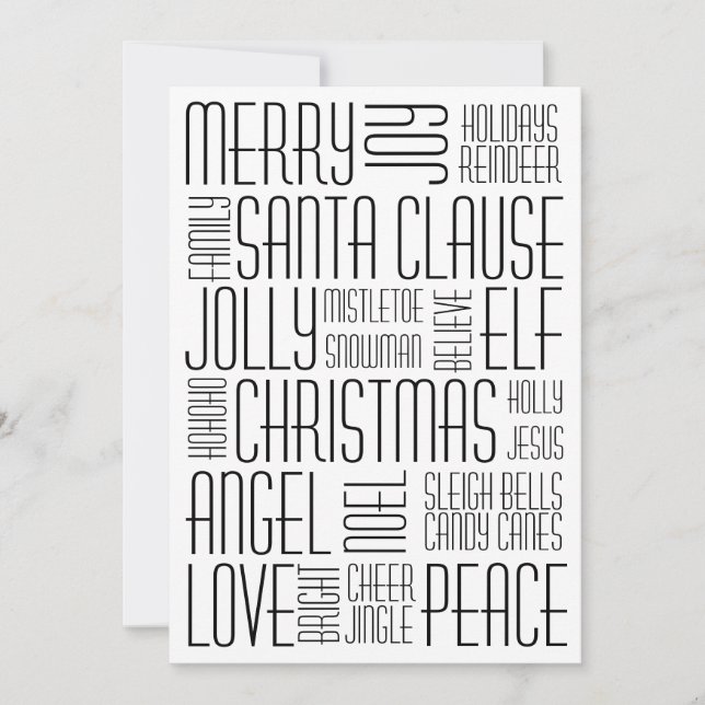Cartes Pour Fêtes Annuelles Mots de Noël - Holidayzfordayz (Devant)