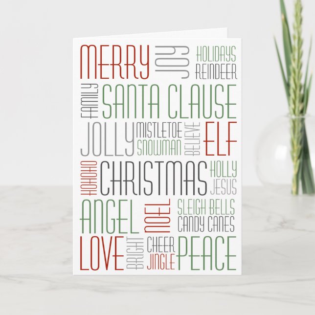 Cartes Pour Fêtes Annuelles Mots de Noël - Holidayzfordayz (Devant)