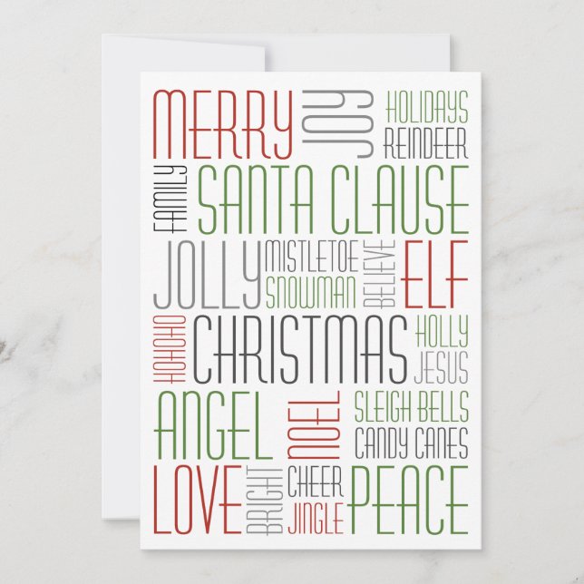 Cartes Pour Fêtes Annuelles Mots de Noël - Holidayzfordayz (Devant)