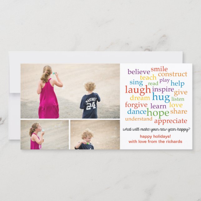 Cartes Pour Fêtes Annuelles Mots x3 (Devant)