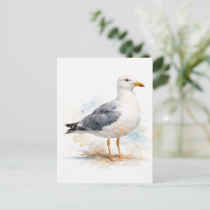 Cartes Pour Fêtes Annuelles Mouette Oiseau Océan Plage Aquarelle Nautique