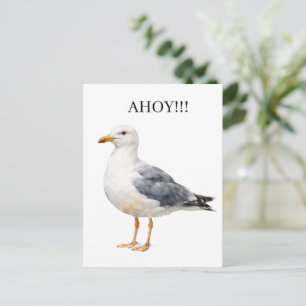Cartes Pour Fêtes Annuelles Mouette Oiseau Océan Plage Aquarelle Nautique