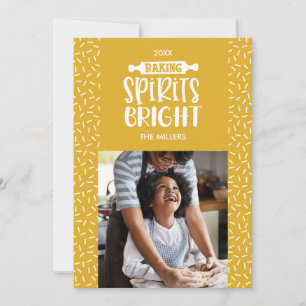 Cartes Pour Fêtes Annuelles Moutarde   Vacances Baking Spiritueux Photo