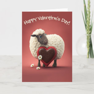 Cartes Pour Fêtes Annuelles Moutons adorables avec bonbons Coeur Saint-Valenti