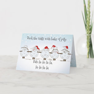 Cartes Pour Fêtes Annuelles Moutons amusants Deck de Noël dans les Halls
