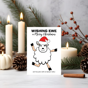 Cartes Pour Fêtes Annuelles Moutons amusants Père Noël qui souhaitent la fête