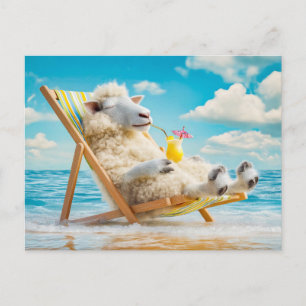 Cartes Pour Fêtes Annuelles Moutons dans le transat avec illustration de cockt
