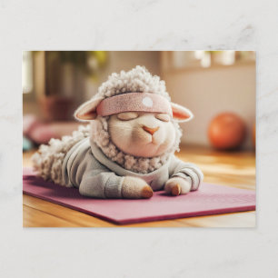 Cartes Pour Fêtes Annuelles moutons de Yoga méditant sur le mat