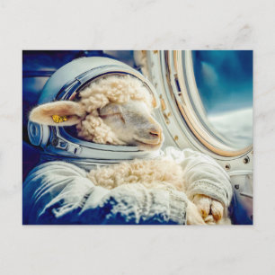Cartes Pour Fêtes Annuelles Moutons en combinaison astronaute flottant dans l'