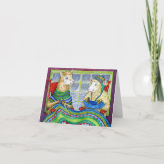 Cartes Pour Fêtes Annuelles Moutons et lama de tricot