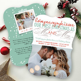 Cartes Pour Fêtes Annuelles Mr & Mrs First Christmas Mistletoes Mariage photo