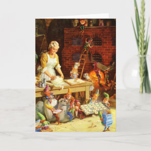 Cartes Pour Fêtes Annuelles Mrs. Claus & Santa's Elves Bake Christmas Cookies