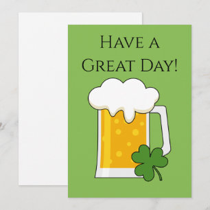 Cartes Pour Fêtes Annuelles Mug de bière irlandaise avec Shamrock Clover   Per
