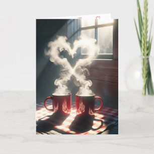 Cartes Pour Fêtes Annuelles Mugs Rouges Valentine Avec Coeur Vapeur