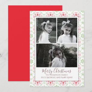 Cartes Pour Fêtes Annuelles Multi Photo Elegant Nordic Snowflake Classic