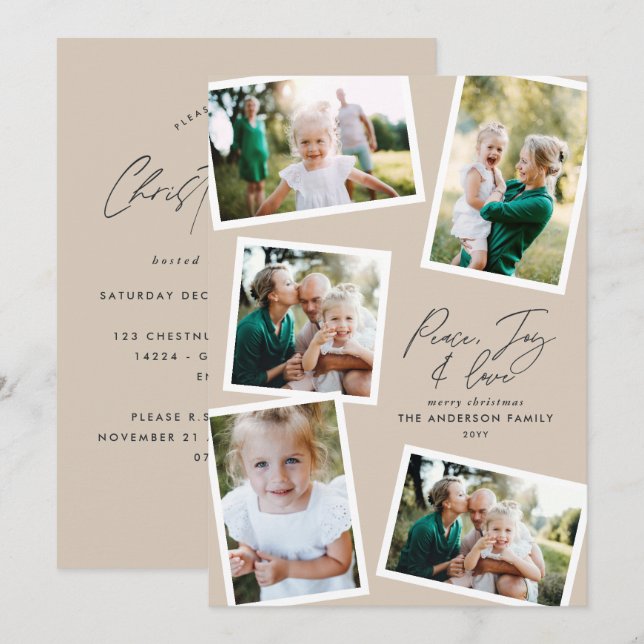 Cartes Pour Fêtes Annuelles Multi photo moderne élégant script naturel (Devant / Derrière)