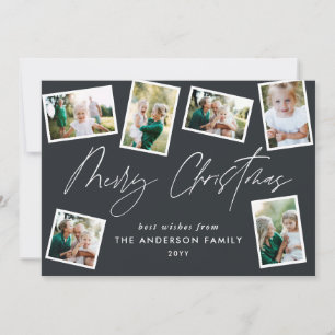 Cartes Pour Fêtes Annuelles Multi photo moderne élégant script noir