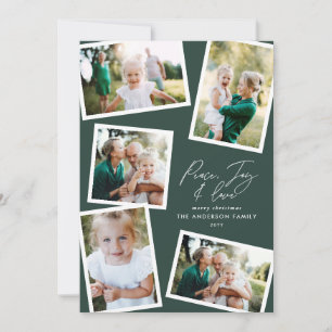 Cartes Pour Fêtes Annuelles Multi photo moderne élégant script vert