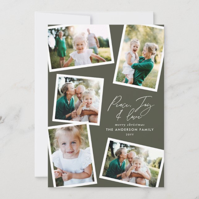 Cartes Pour Fêtes Annuelles Multi photo moderne élégante fête verte (Devant)