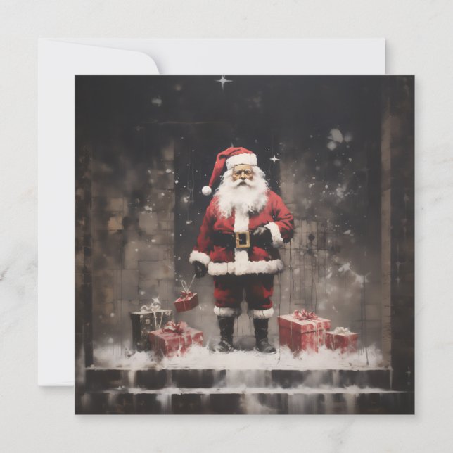 Cartes Pour Fêtes Annuelles Murale rural de Père Noël (Devant)