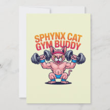 Muscular Sphynx Cat Gym Buddy Cartoon