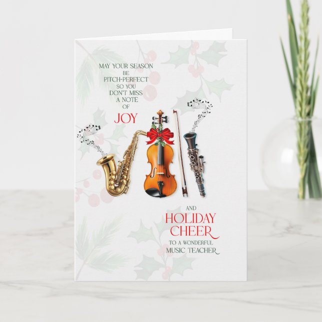 Cartes Pour Fêtes Annuelles Music Teacher Don't Miss a Note of Joy (Devant)