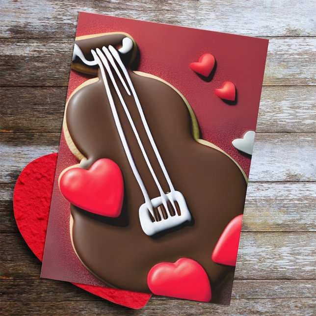 Cartes Pour Fêtes Annuelles Musical Valentine Pun Chocolat Coeurs Violon-tine (Créateur téléchargé)
