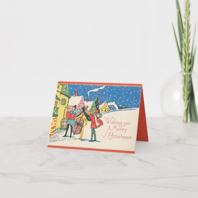 Cartes Pour Fêtes Annuelles Musiciens déco jouant à des chants de Noël (Devant)