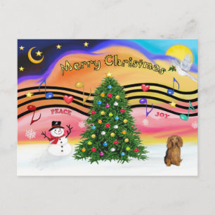 Cartes Pour Fêtes Annuelles Musique de Noël 2 - Dachshund (long poil de sable)