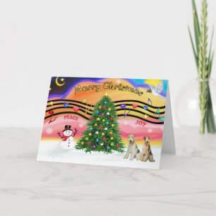 Cartes Pour Fêtes Annuelles Musique de Noël 2 - Fox Terriers (deux fils Haired