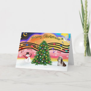 Cartes Pour Fêtes Annuelles Musique de Noël 2 - Lhasa Apso (Marron-blanc)