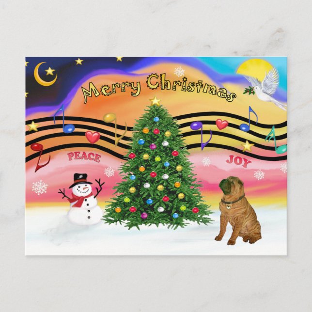 Cartes Pour Fêtes Annuelles Musique de Noël 2 - SharPei 4 (Devant)