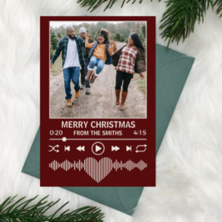 Cartes Pour Fêtes Annuelles Musique en streaming Joueur rouge Photo Noël