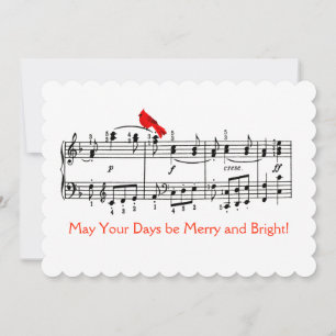 Cartes Pour Fêtes Annuelles Musique et Cardinal Red Bird Christmas Card